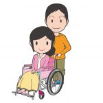 車椅子と仲良し夫婦のイラスト