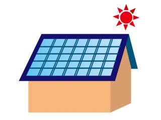 太陽光発電をつけた屋根のイラスト