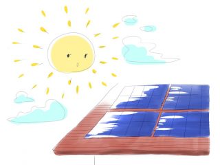 太陽光発電を屋根に付けたイラスト